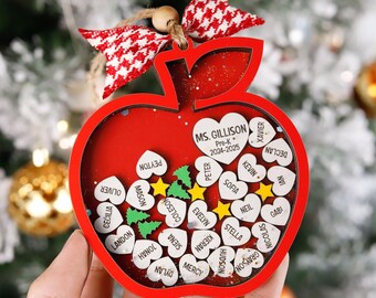 2025 Teacher Apple Shaker with Students Names, Thank You Gift from Students Daycare Elementary, Class List Decor, Teacher Appreciation