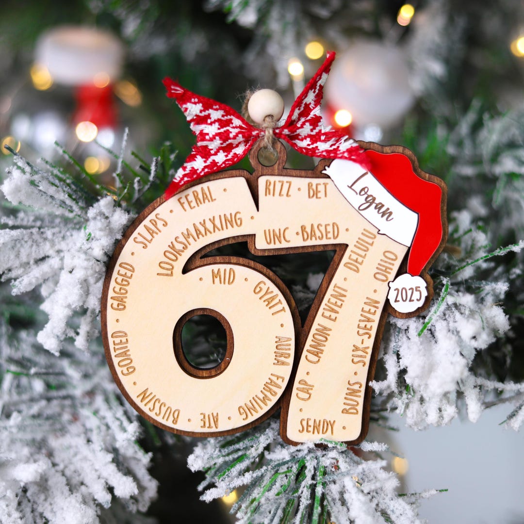 Viral Six Seven Ornament, Personalized Name Slang Ornament With Santa ...