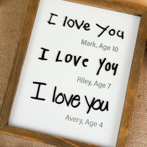 2-Layered I Love You Frame from Actual Handwritten Letter, Laser-cut Kid Handwriting Sign, Custom 3D Plaque, Loved One Handwriting Keepsake