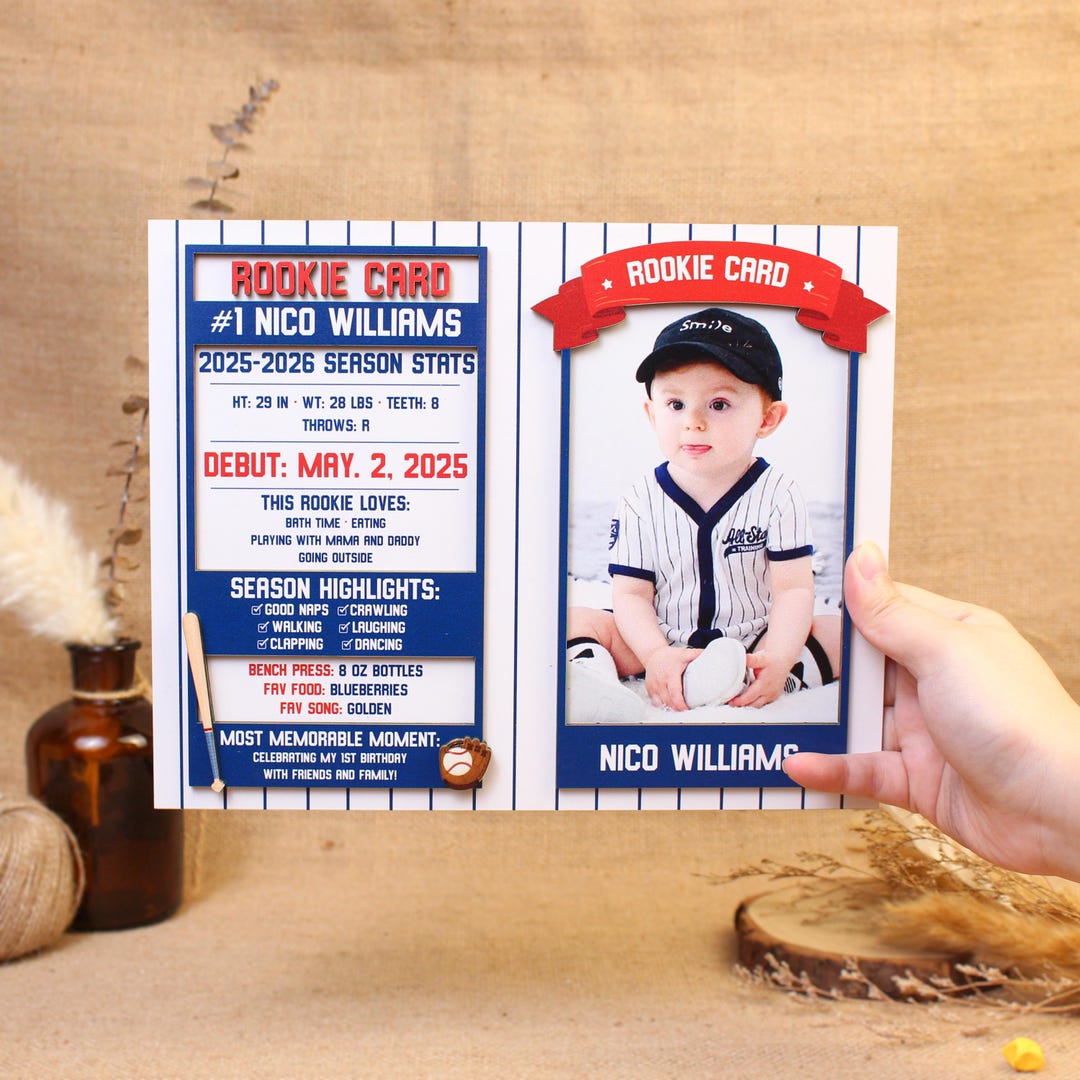 Personalized Baseball Wooden Rookie Card, Custom Birth Stat Newborn Kid ...