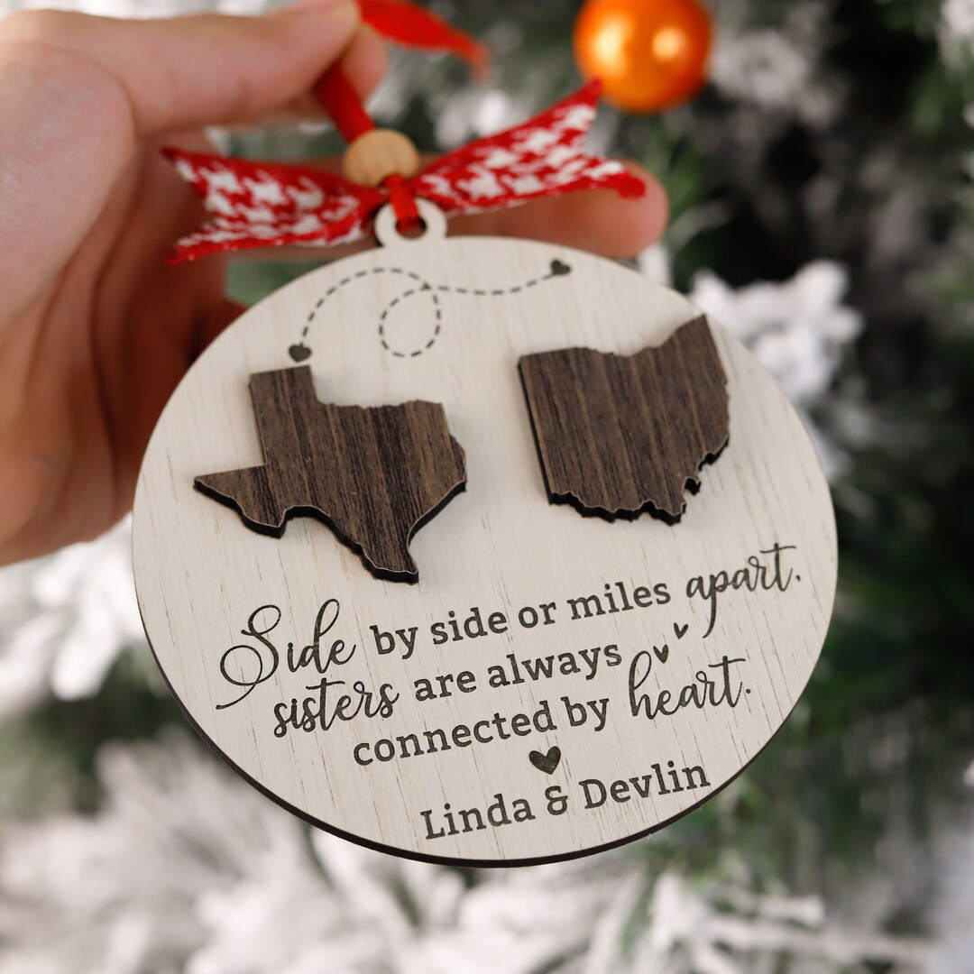 Long Distance Siblings Long Distance Siblings Ornament, Custom Sisters Ornament, Family ...