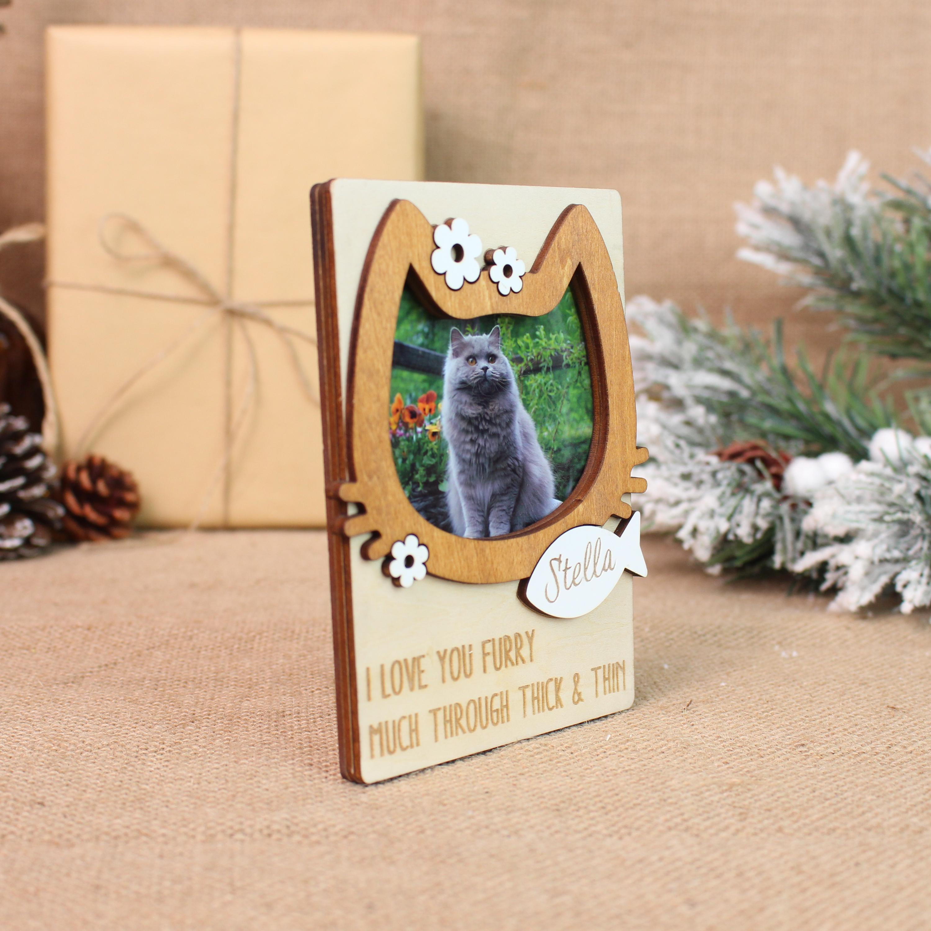 Mini Cat Picture Frame Personalized Cat Photo Frame Magnet, Photo Cat Memorial Gift, Pet Loss ...