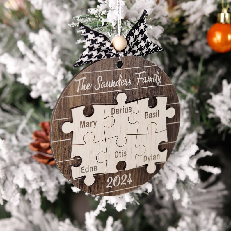 Personalized Family Puzzle Christmas Ornament, Our Family Ornament With
