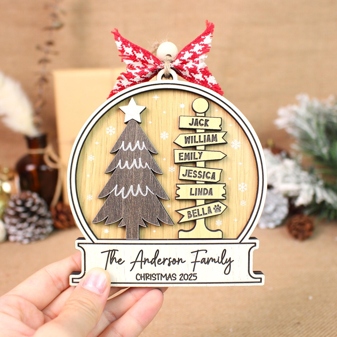 Personalized North Pole Christmas Ornament, Family Member Name Ornament ...