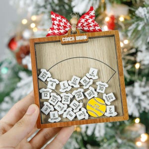 Personalized Softball Baseball Shaker Ornament, Custom Jersey Name & Number, Basketball Senior Night Gift, Thank You Coach End of Year Gift