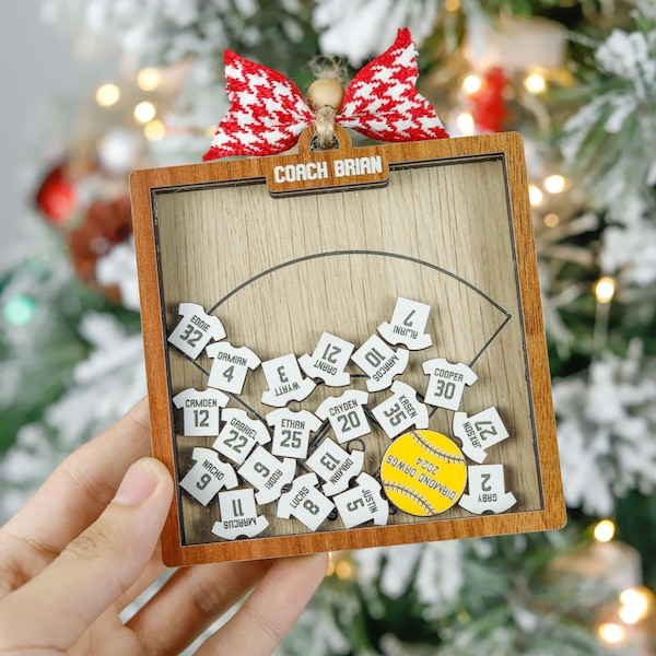 Personalized Softball Baseball Shaker Ornament, Custom Jersey Name & Number, Basketball Senior Night Gift, Thank You Coach End of Year Gift