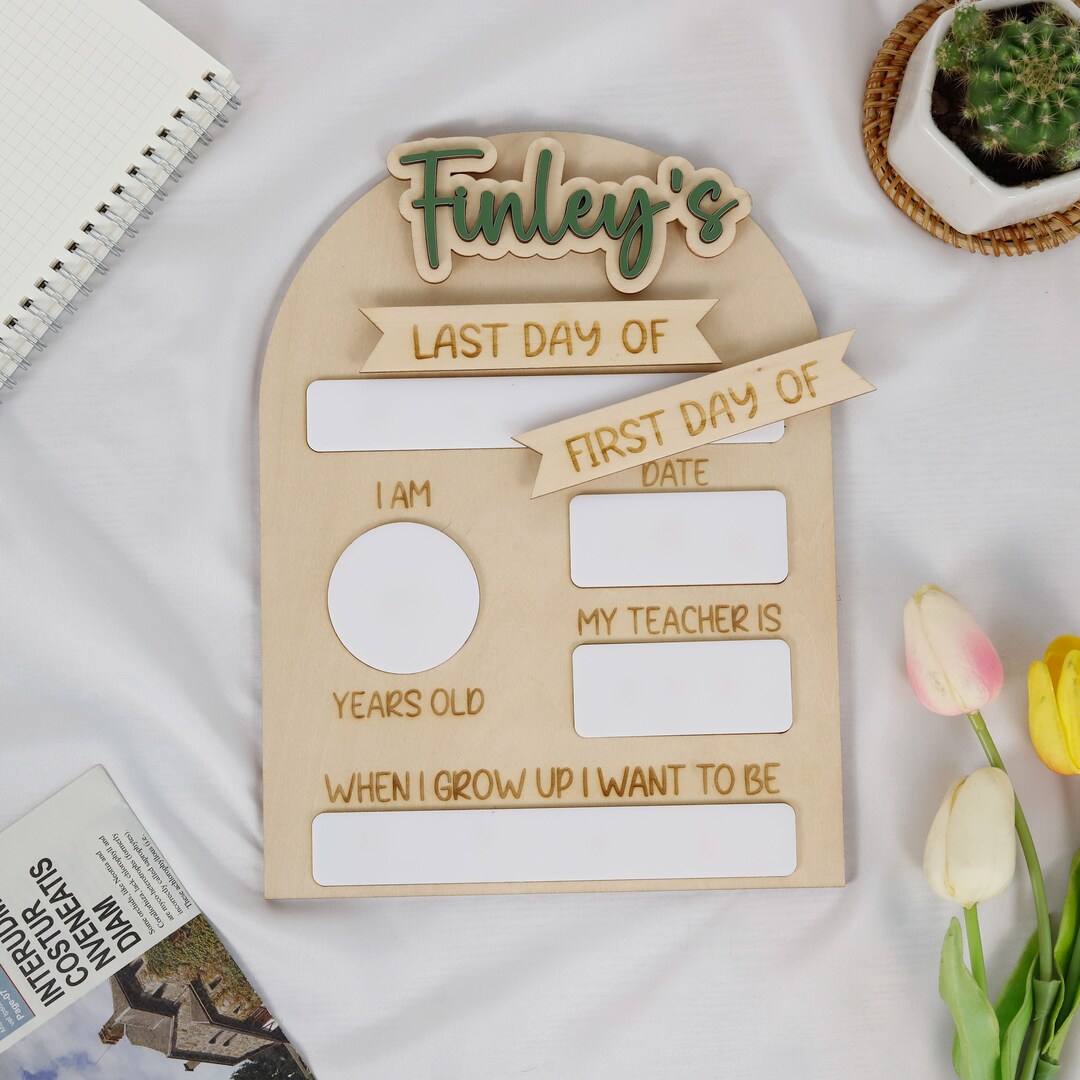 Interchangeable First & Last Day of School Photo Prop, Customized Dry ...