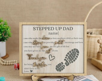 2-Layered Stepped Up Dad Wooden Plaque, Custom Step Dad Fathers Day Gift from Kids, Adopted Dad Gift, Step Dad Adoption, Blended Family Sign