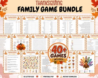 Paquete de juegos de Acción de Gracias, 40 juegos imprimibles para niños y adultos, juegos para Friendsgiving, actividades para fiestas familiares, PDF de vacaciones