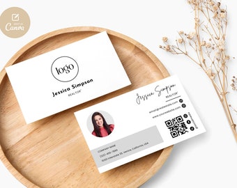 Minimalist Business Card Template: Editable Printable Design (Canva)