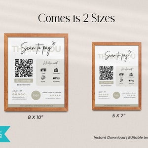 Editable Scan to Pay Card, Editable Canva Template, QR Code Sign Template, CashApp PayPal Sign for Small Business, Venmo Payment Printable Scan to Pay Sign, Pay Template, Paypal Sign