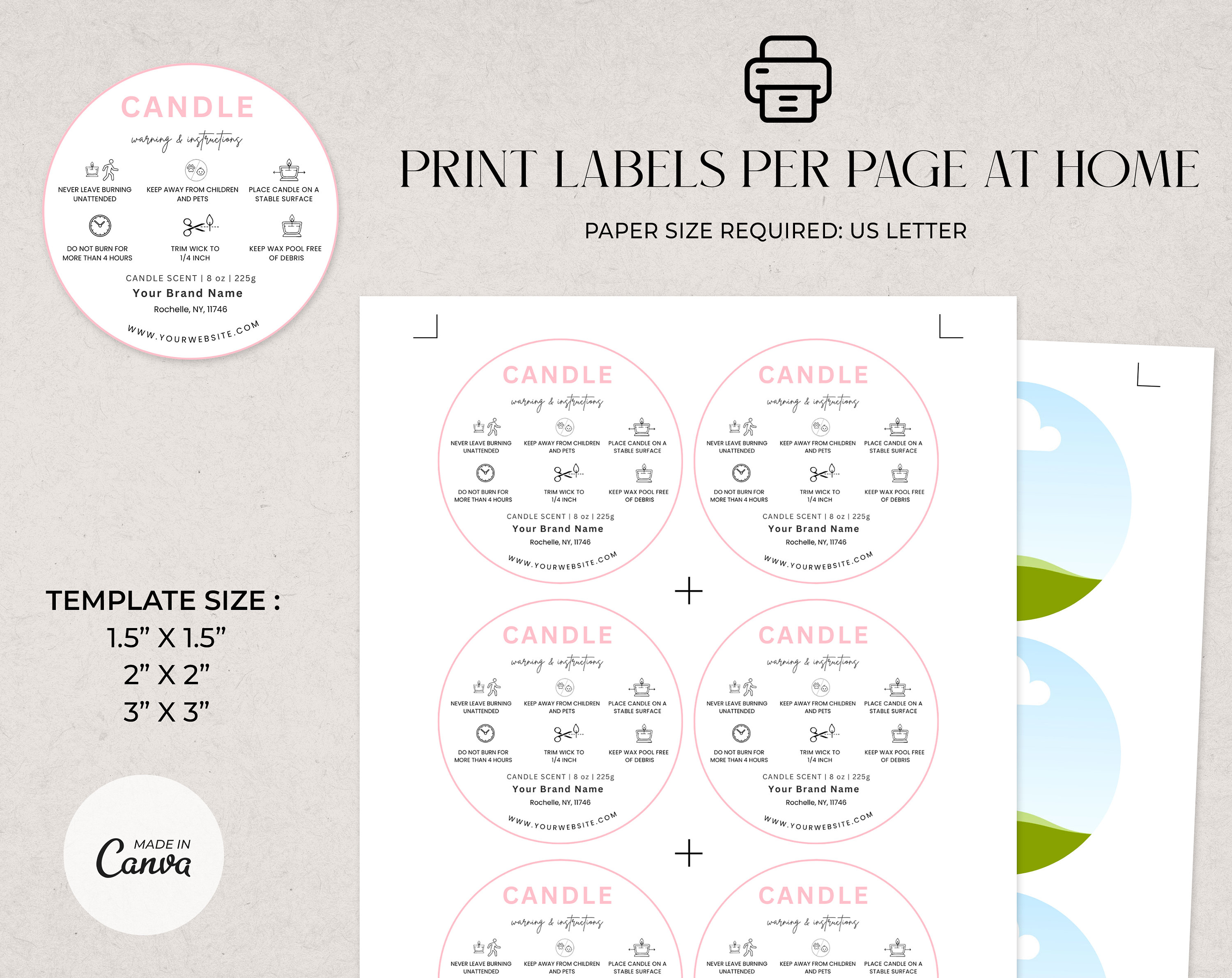 Warning Label Template.pdf Editable Candle Warning Label Template Printable Candle - Etsy UK