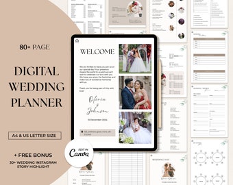 80+ pagina's trouwplanner afdrukbaar | Digitale Weddingplanner| Bruiloftsroute| Bruiloft planning boek sjabloon | Checklist voor huwelijksplanning