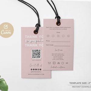 Druckbare Kleidungs-Hang-Tag-Vorlage: Bearbeitbare Boutique-Modelle (Canva)