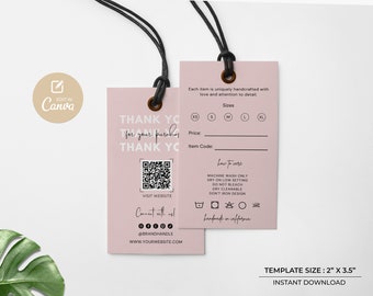 Printable Clothing Hang Tag Template: Editable Boutique Fashion Labels (Canva)