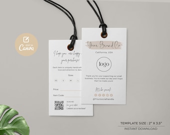 Minimalist Product Tag Template: Custom Clothing Hang Tag (Digital Download)