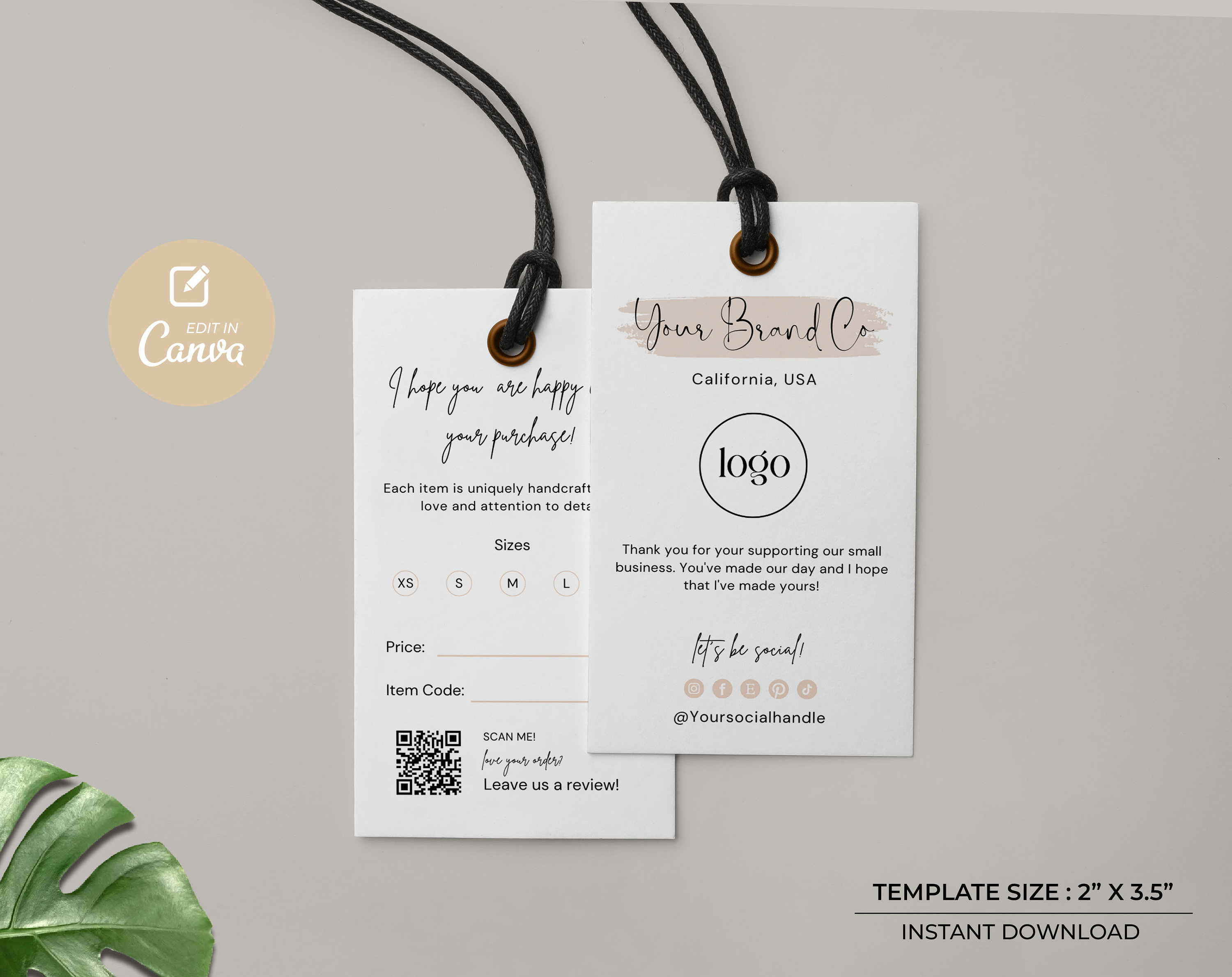Tagging Labels Example Minimalist Product Tag Template: Custom Clothing Hang Tag (digital ...