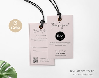 Editable Clothing Hang Tag Template: Custom Product Labels (Canva Template)