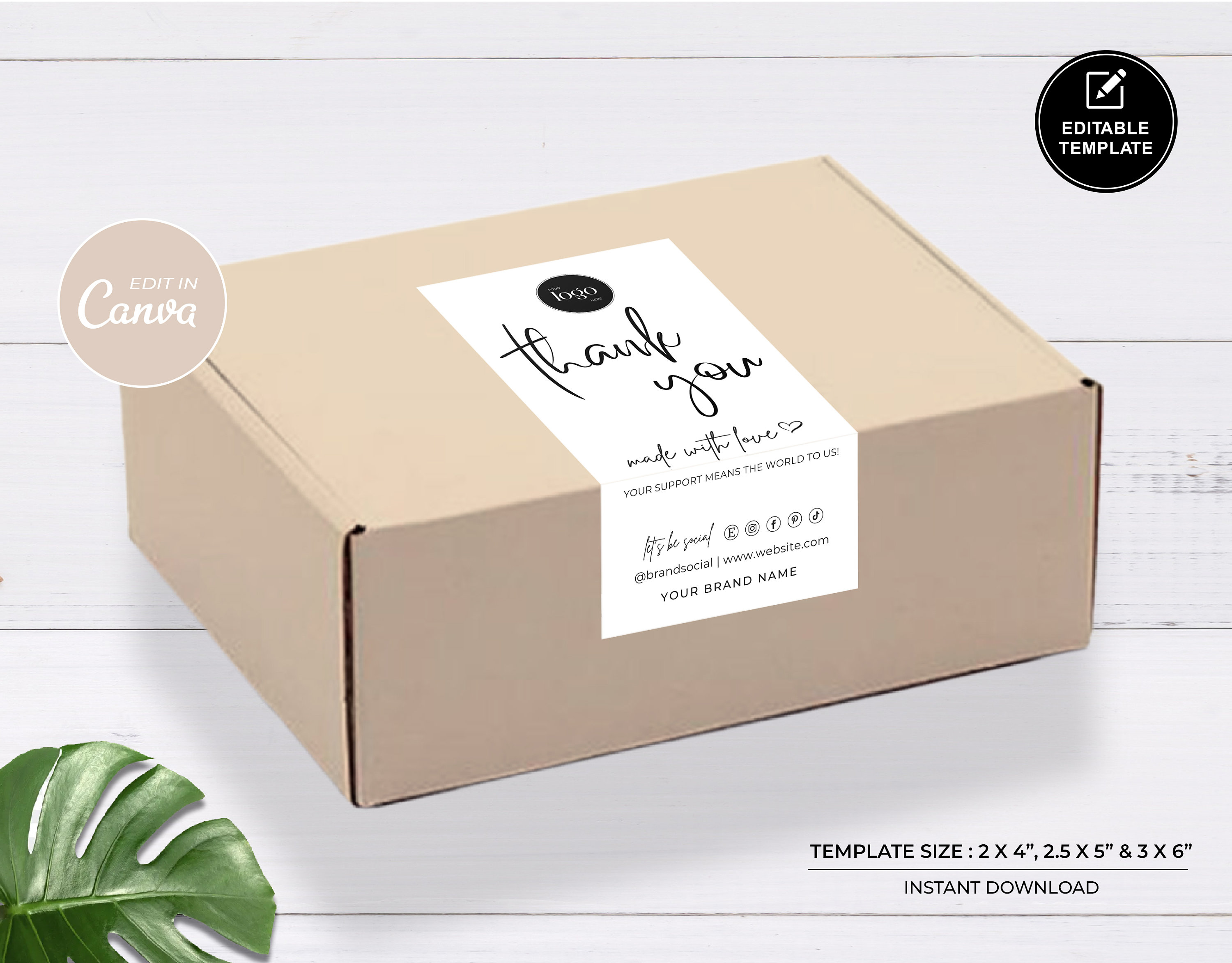 Editable Box Label Template: Custom Packaging Stickers (canva) - Etsy ...