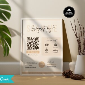 Payment Sign Template, Scan to Pay Sign, Scan to Pay Template, Cash App Sign, Printable Template, Nue Minimalist