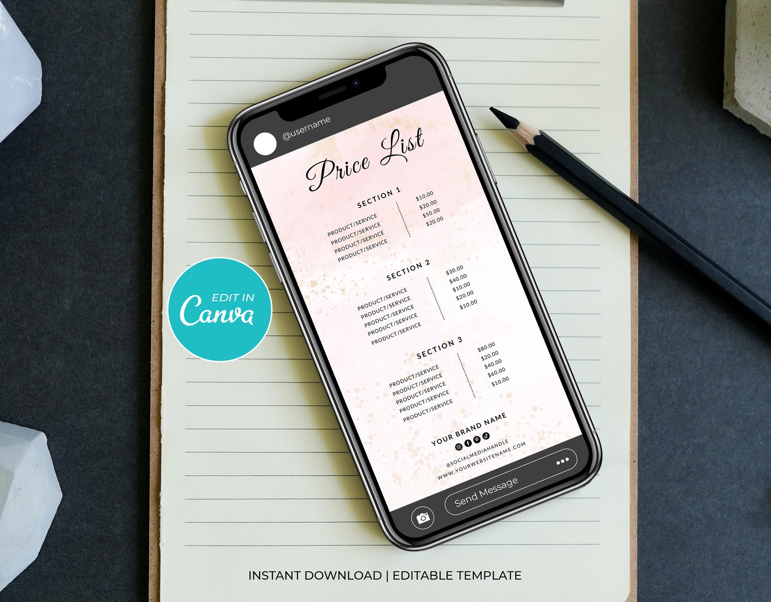 Editable Price List Template Printable Pricing Guide Sheet - Etsy