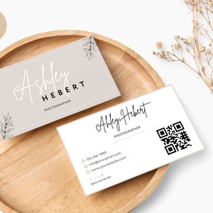 Printable Business Card Template, Business Card Template QR Code, Instant Download, DIY Calling Card, Editable Card, Canva Template