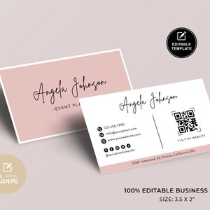 Printable Business Card Template, Business Card Template QR Code, Instant Download, DIY Calling Card, Editable Card, Canva Template