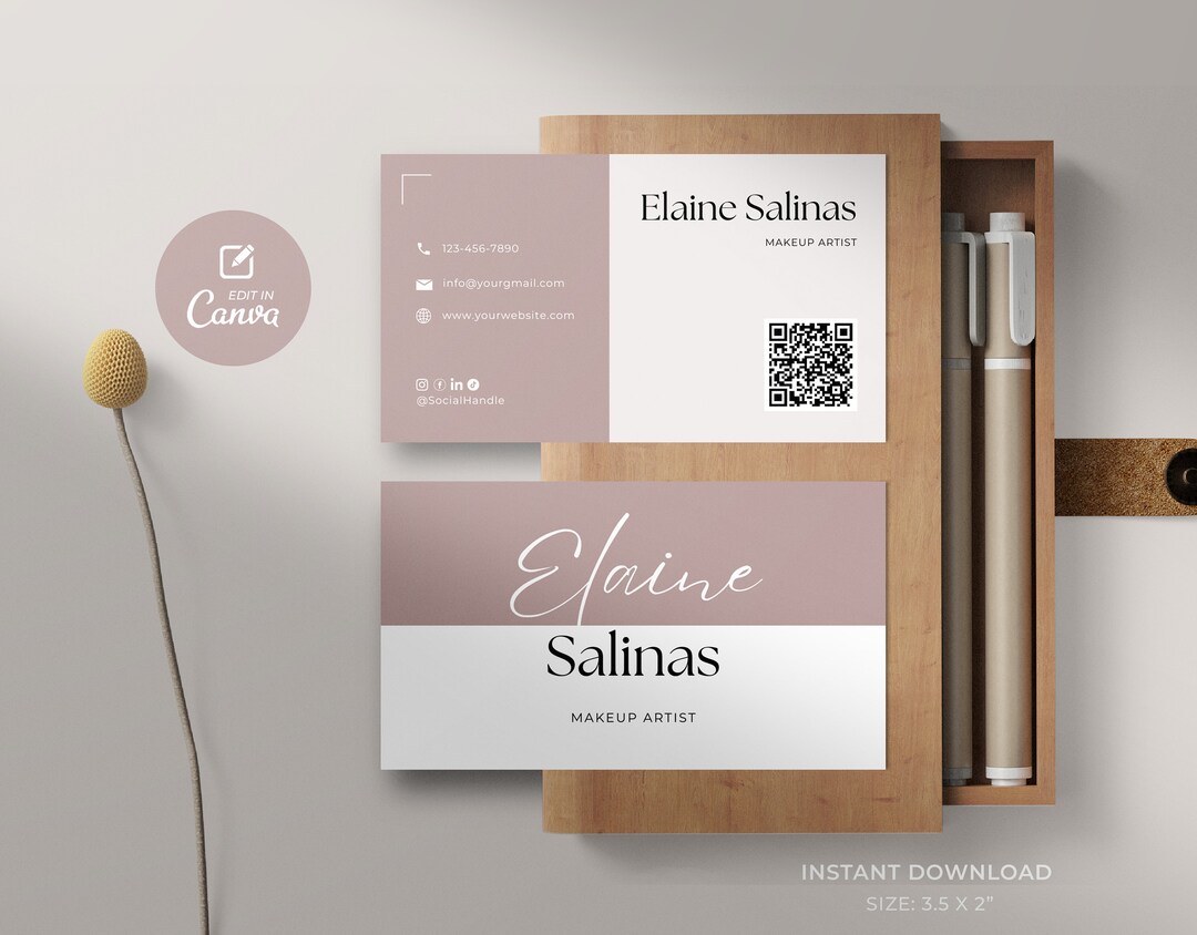 QR Code Business Card Template: Printable DIY Calling Card (canva ...