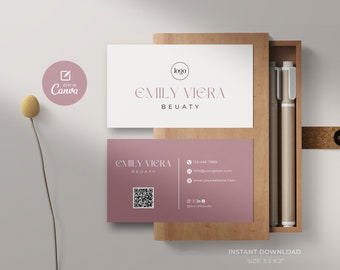Editable Business Card Template with QR Code (Canva Template)