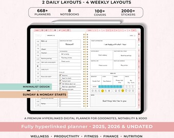 2025-2026 Digital Planner, Goodnotes & Notability Compatible, Weekly Monthly Journal (Digital Download)