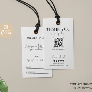 Printable Clothing Hang Tag Template, Editable Clothing Tags, Clothing Labels, Boutique Tags, Fashion Labels, Custom Hang Tags Canva