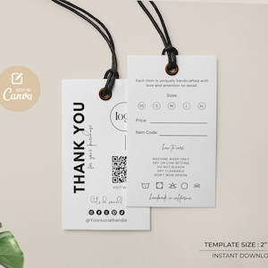 Printable Clothing Hang Tag Template, Editable Clothing Tags, Clothing Labels, Boutique Tags, Fashion Labels, Custom Hang Tags Canva