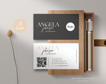 QR Code Business Card Template, Printable DIY Calling Card (Canva)