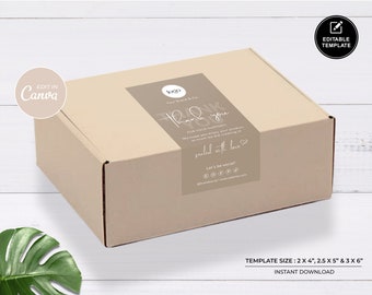 Editable Box Label Template: Custom Packaging Stickers (Canva)