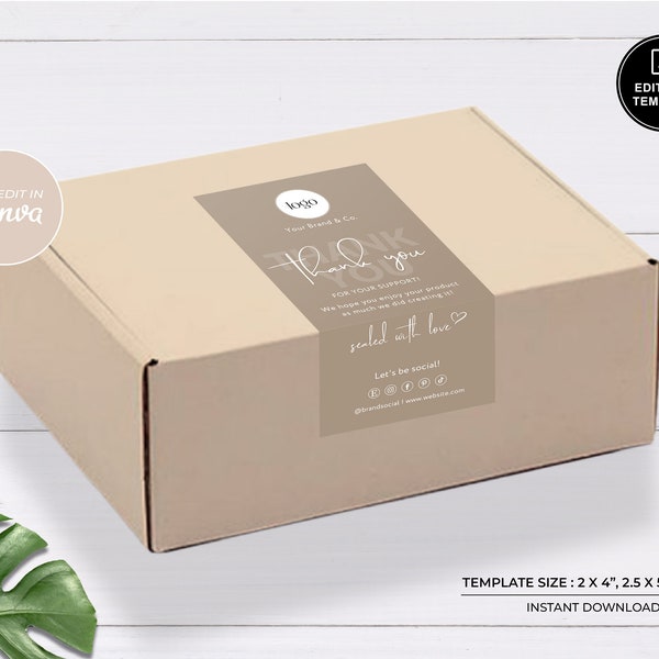 Editable Box Label Template, Order Packaging Stickers, Custom Branded Packaging, Printable Parcel Sticker, Box Seal Label, Packaging Label