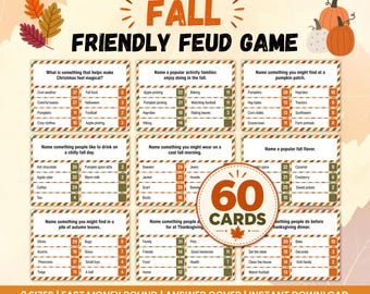 Fall Family Feud Game, Printable Fall Party Game, Autumn Games for Kids & Adults, Fall Family Games, Autumn Party Activity Thanksgiving Game