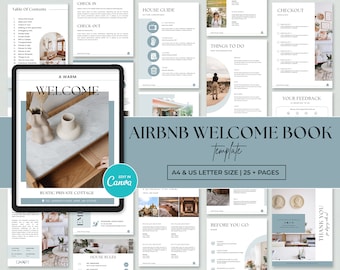 Airbnb Welcome Book Template | House Host Manual Guidebook Template | Airbnb House Guide Canva | Airbnb Guidebook | VRBO Guest Book