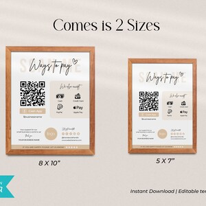 Payment Sign Template, Scan to Pay Sign, Scan to Pay Template, Cash App Sign, Printable Template, Nue Minimalist