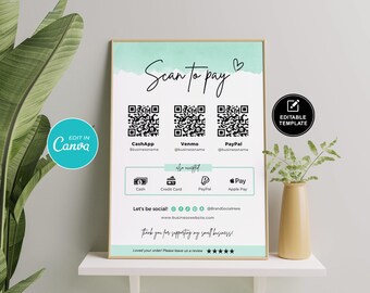Bearbeitbare Scan-to-Pay-Zeichenvorlage: Small Business QR-Code (digital)