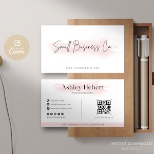 Druckbare Visitenkarte Vorlage, Visitenkarte Vorlage QR Code, Sofort Download, DIY Visitenkarte, bearbeitbare Karte, Canva Vorlage