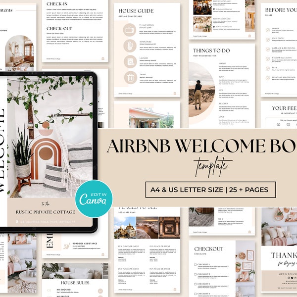 Airbnb Welcome Book Template, House Host Manual Guidebook Template, Guest Book Canva Template, Rental Vacation Template, Airbnb Guidebook