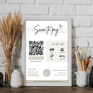 Editable Scan to Pay Card, Editable Canva Template, QR Code Sign Template, CashApp PayPal Sign for Small Business, Venmo Payment Printable Scan to Pay Sign, Pay Template, Paypal Sign