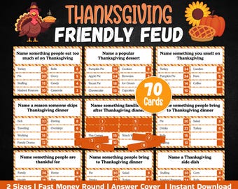 Thanksgiving Friendly Feud Printable Game, Fun Thanksgiving Party Game for Families, Kids & Adults Classroom Fall Activity, Digital Download