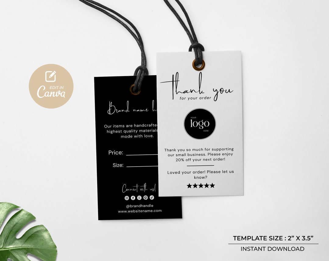Printable Clothing Hang Tag Template, Editable Clothing Tags, Clothing