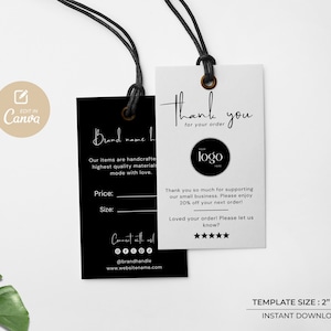 Druckbare Kleidungs-Hang-Tag-Vorlage: Bearbeitbare Boutique-Modelle (Canva)