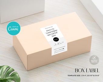 Editable Box Seal Label Template: Small Business Packaging (Canva)