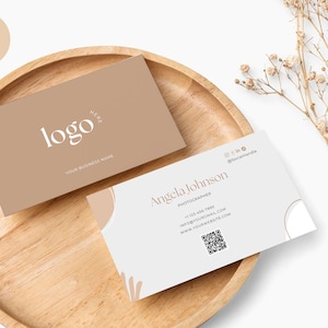 Druckbare Visitenkartenvorlage, Visitenkartenvorlage QR Code, Sofort Download, DIY Visitenkarte, bearbeitbare Karte, Canva Vorlage