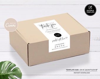 Custom Box Seal Label Template: Branded Packaging Sticker (Digital Download)