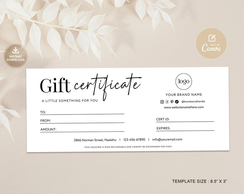 Printable Gift Certificate Template Minimal Gift Certificate Template