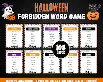 Halloween Forbidden Words Game, Printable Halloween Party Game, Halloween Word Game, Halloween Activity for Kids & Adults, Classroom PDF